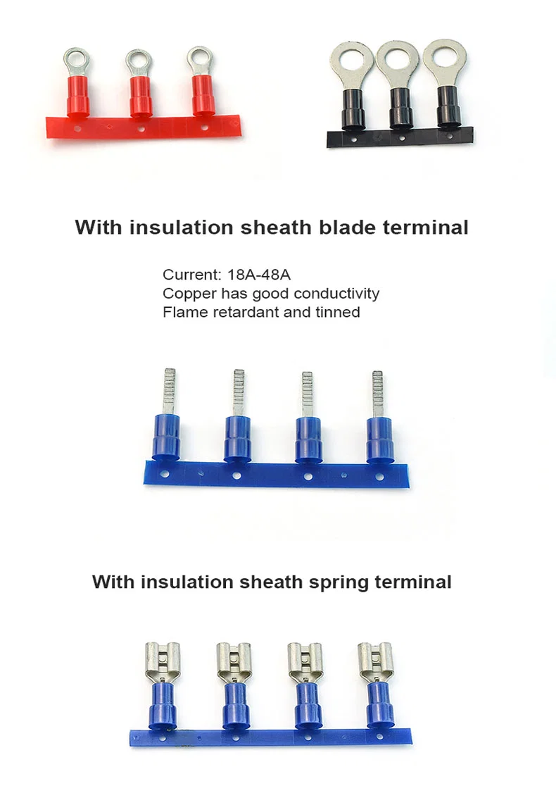 continuous cold pressed Nylon insulated ring terminal Blue cord end terminals, Continuous Cold Press Terminal, Cord End