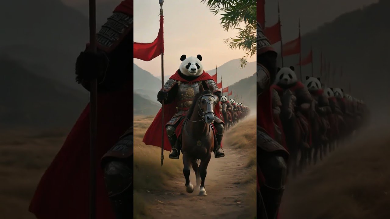 Anthropomorphic Giant Pandas in Ancient Chinese Warrior Armor